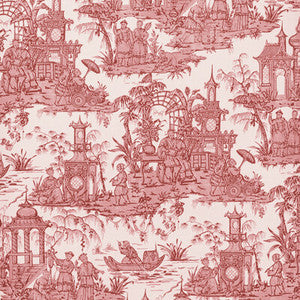 Pagoda Toile Paper Garnet by Lee Jofa Designer Wallcovering