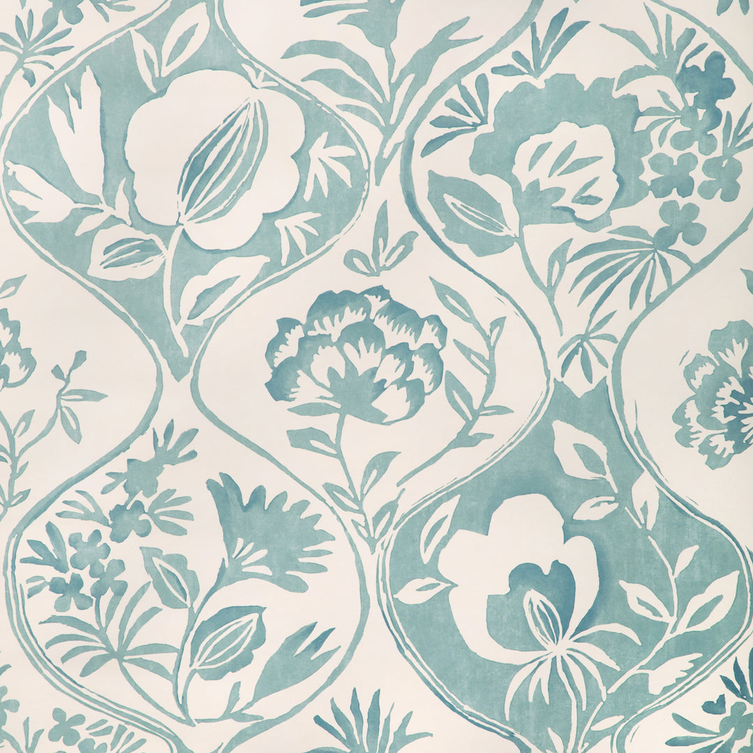 Calathea Paper - Aqua P2023126.13.0 by Lee Jofa Designer Wallcovering