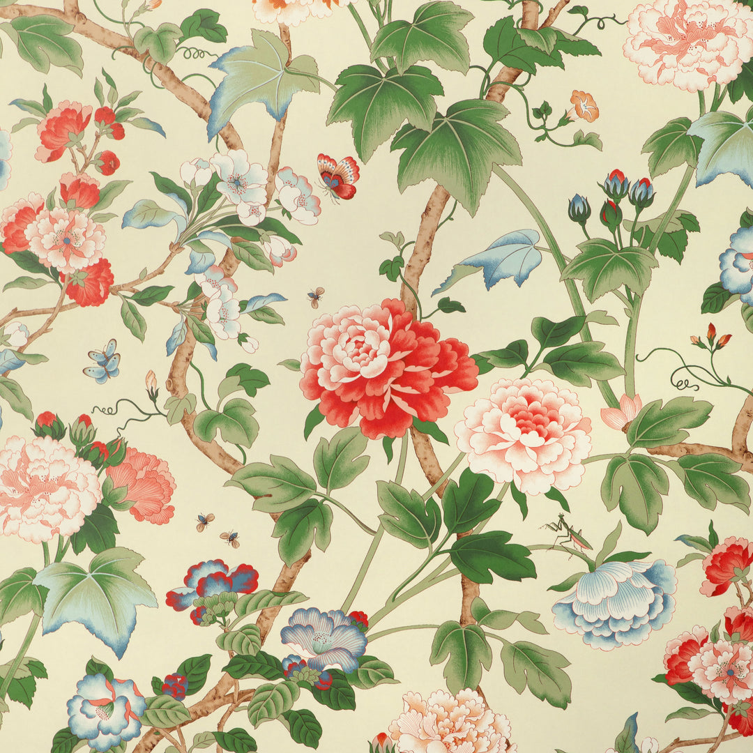 Gardenia Paper - Red/Green P2023128.319.0 by Lee Jofa Designer Wallcovering