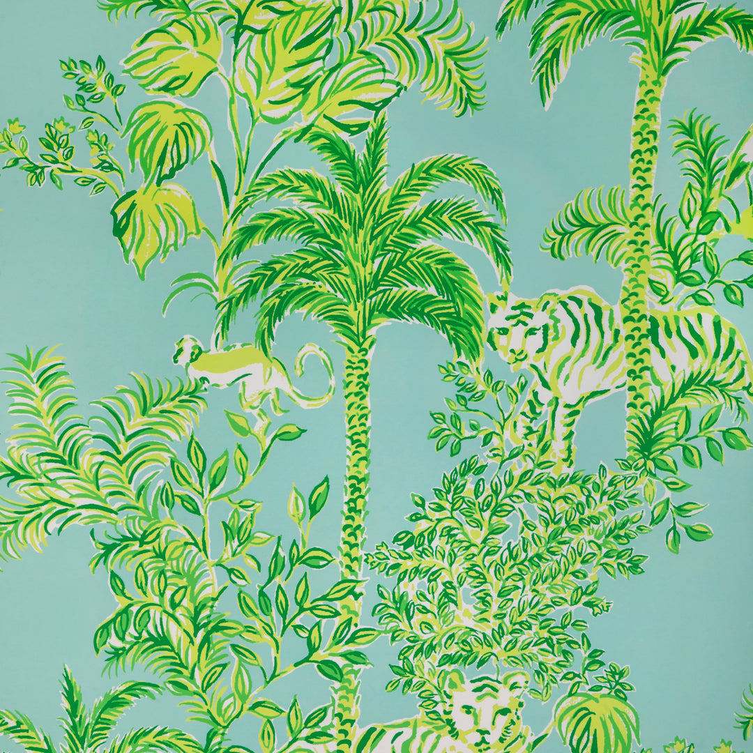 Tiger Queen Wp - Aqua P2025118.353.0 by Lee Jofa Designer Wallcovering