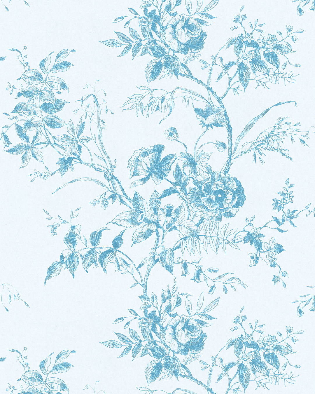 Tea Rose Toile Wp - Blue P2026100.1115.0 by Lee Jofa Designer Wallcovering