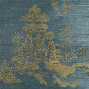 La Pagode Teal by Brunschwig & Fils Designer Wallcovering