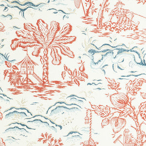 Valensole Red/Blue by Brunschwig & Fils Designer Wallcovering