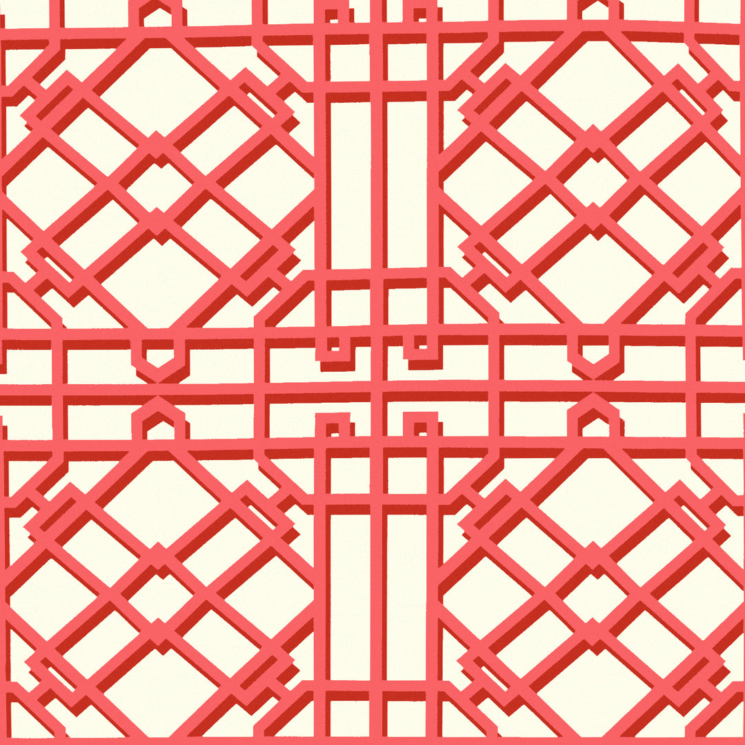 Pavilion Trellis - Red P8024109.19.0 by Brunschwig & Fils Designer Wallcovering
