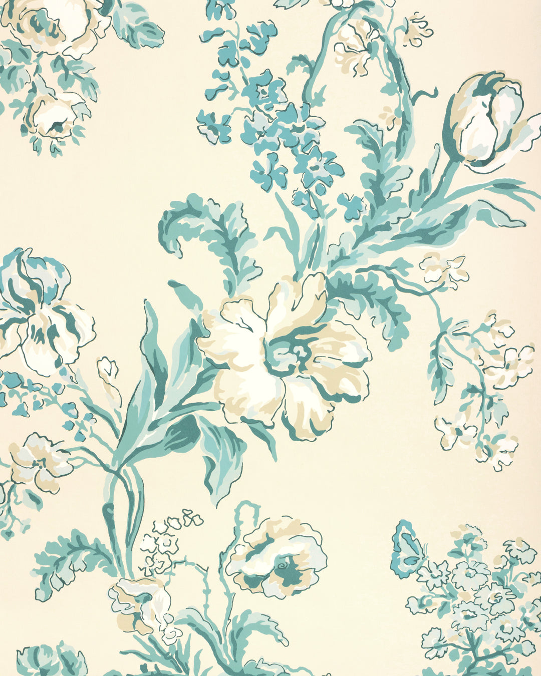 Maintenon - Aqua P8025106.13.0 by Brunschwig & Fils Designer Wallcovering