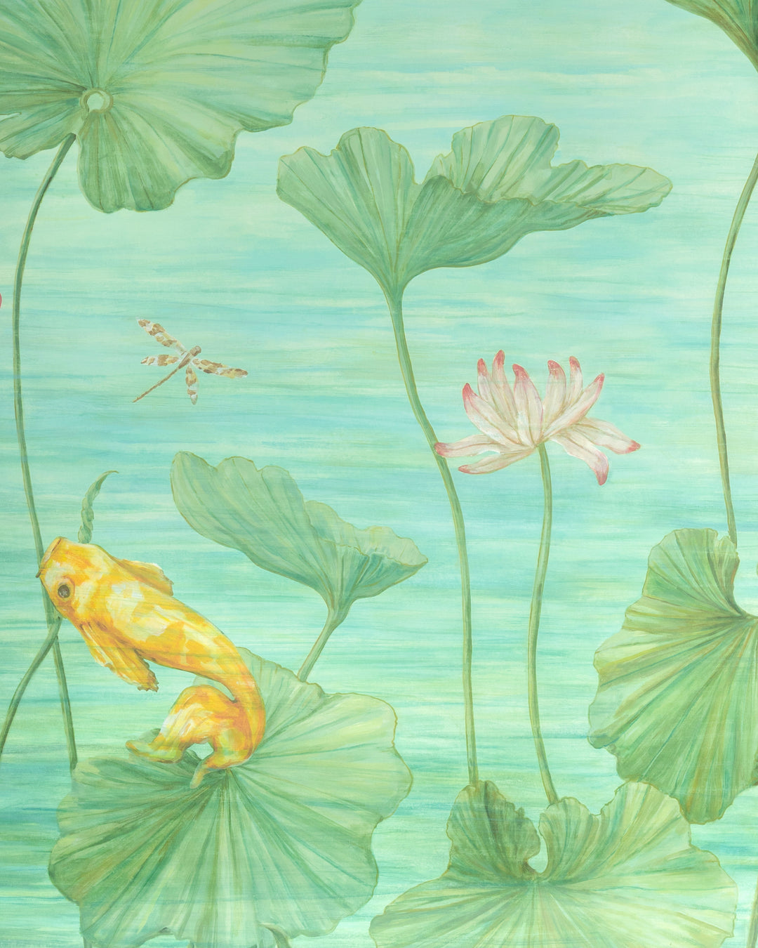 Koi Pond Mural - Teal LOANER PNL.P8026100-353.0 by Brunschwig & Fils Designer Wallcovering