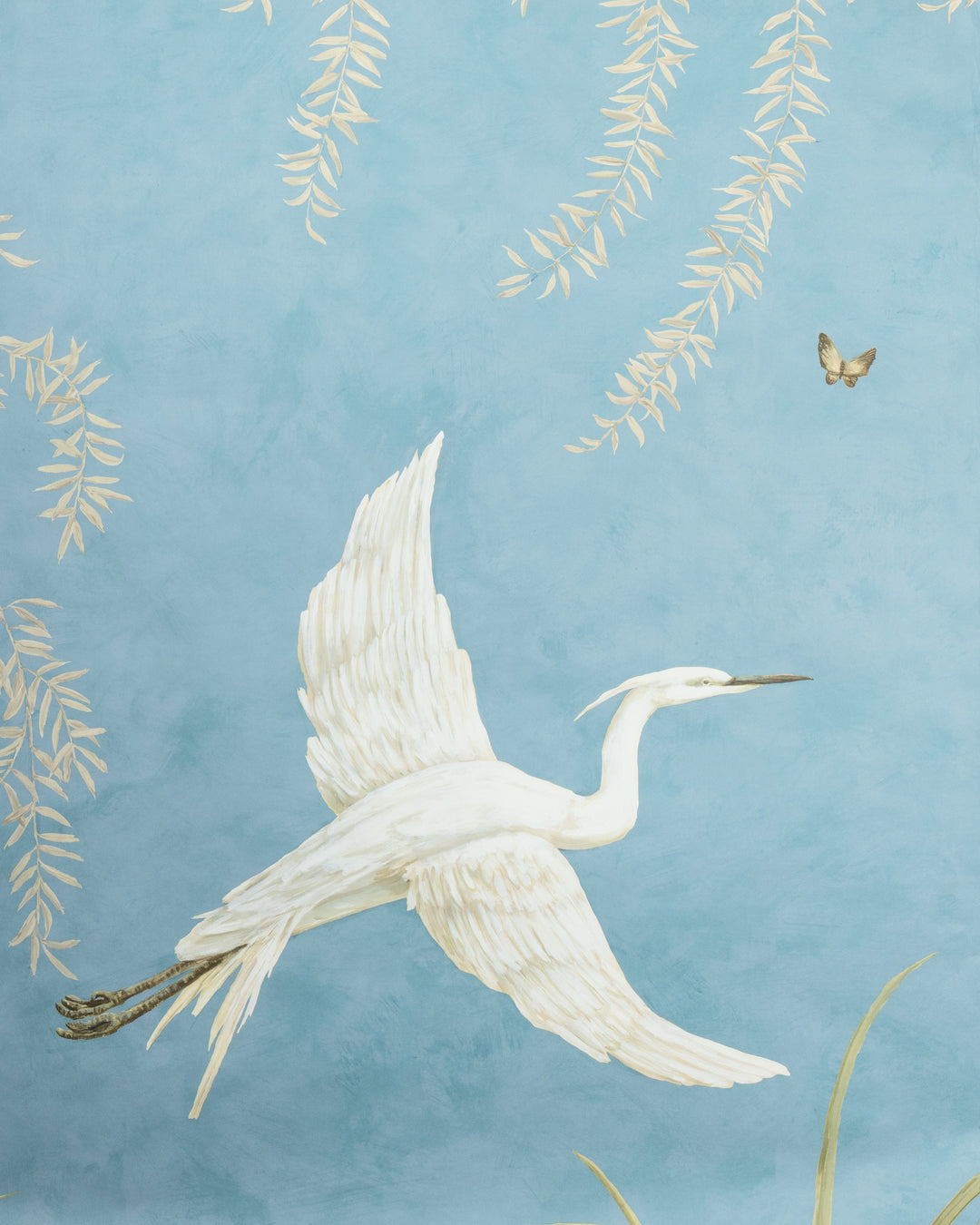 Egret Marsh Mural - Blue LOANER PNL.P8026102-5.0 by Brunschwig & Fils Designer Wallcovering