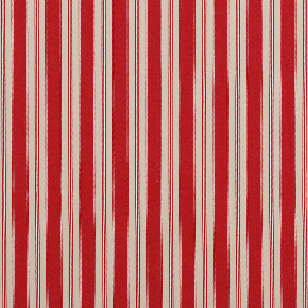 Tango Ticking Red by Baker Lifestyle Designer Fabric CARNIVAL COTTON - 100% India HEAVY Horizontal: 3.94 and Vertical: - 53.978 - Swanky Fabrics -