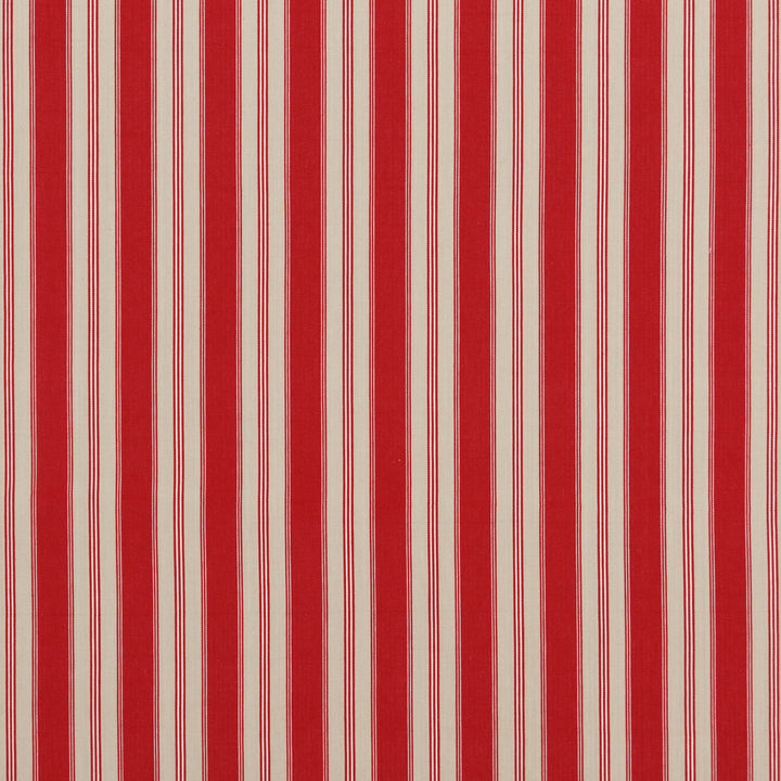 Tango Ticking Red by Baker Lifestyle Designer Fabric CARNIVAL COTTON - 100% India HEAVY Horizontal: 3.94 and Vertical: - 53.978 - Swanky Fabrics -