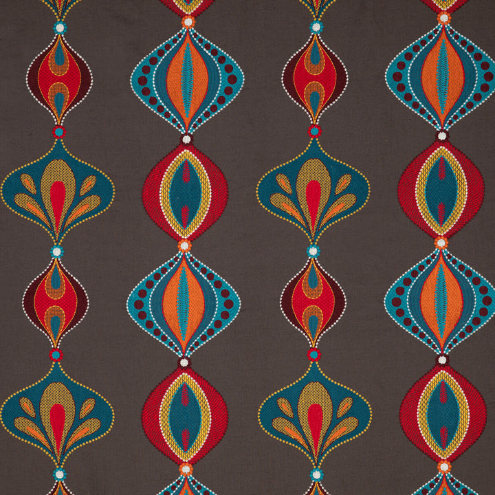 Viva Teal/Spice by Baker Lifestyle Designer Fabric FIESTA POLYESTER - 40%;LINEN - 35%;COTTON - 25% India - Horizontal: 17.336 and Vertical: 14.972 52.008 - Swanky Fabrics -