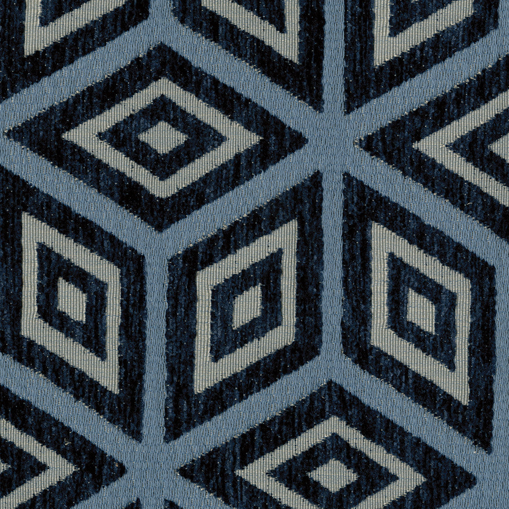 Parfait 38 Indigo by ABBEYSHEA Designer Fabric 100% Polyester China 31,000 Double Rubs (Wyzenbeek) </p><p>Repeat: Horizontal: 6.75" (17.15 cm) Up the Roll and Vertical: 3.75" (9.52 cm) Across the Roll 55" (140 cm) - Swanky Fabrics -