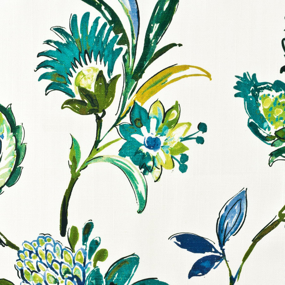 Pinkerton 1 Peacock by Stout Designer Fabric COMFORTABLE LIVING MINERAL/TEAL 100%COT SPAIN CATB 117-2013 WYZENBEEK 30 000 DOUBLE RUB WEAR TEST (HEAVY DUTY) Horizontal: 27 and Vertical: 27 54 in - Swanky Fabrics -