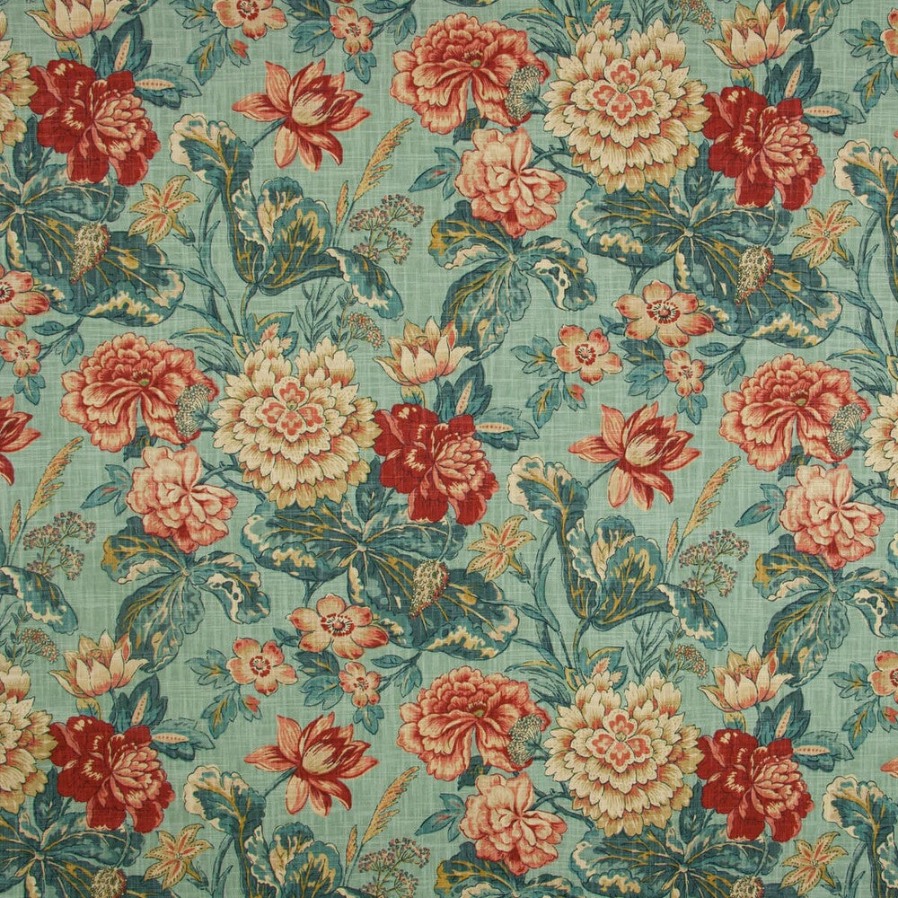 Poem 1 Peacock by Stout Designer Fabric RAINBOW LIBRARY CARIBBEAN/PEACOCK 100%COT USA FLAME RETARDANT-U.F.A.C. CLASS 1 WYZENBEEK 51 000 DOUBLE RUB WEAR TEST (HEAVY DUTY) Horizontal: 13.5 and Vertical: 27 54 in - Swanky Fabrics -