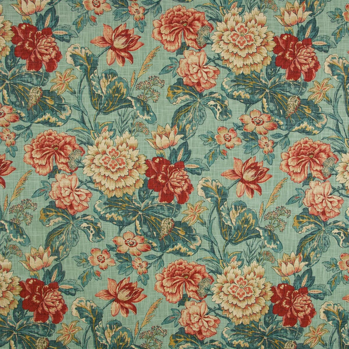 Poem 1 Peacock by Stout Designer Fabric Rainbow Library Caribbean/Peacock 100% Cotton USA FLAME RETARDANT-U.F.A.C. CLASS 1 (OR A) WYZENBEEK 51 000 DOUBLE RUB WEAR TEST (HEAVY DUTY) Horizontal: 13.5 and Vertical: 27 54 in - Swanky Fabrics -