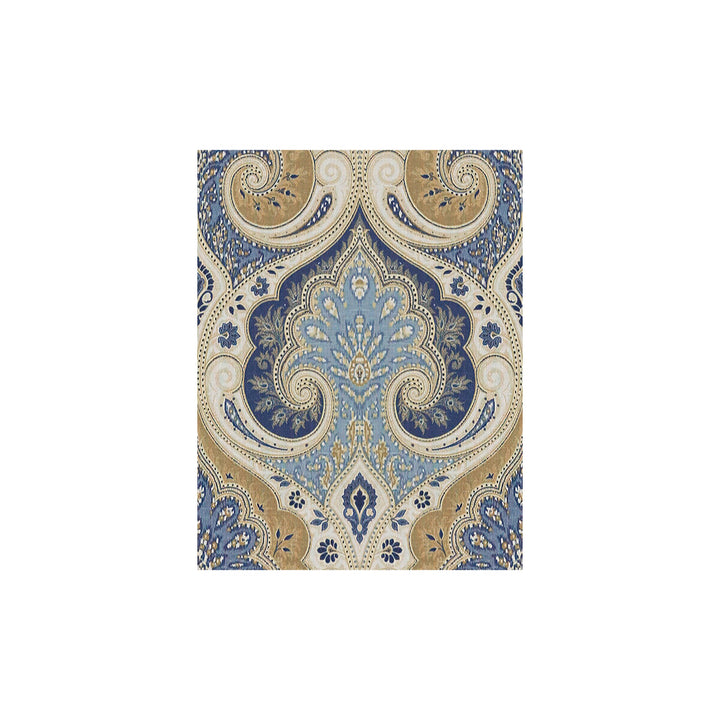 Latika Indigo/Cashew by Baker Lifestyle Designer Fabric THE ECHO DESIGN COLLECTION LINEN - 100% China MEDIUM Horizontal: 13.5 and Vertical: 18 54.5 - Swanky Fabrics -