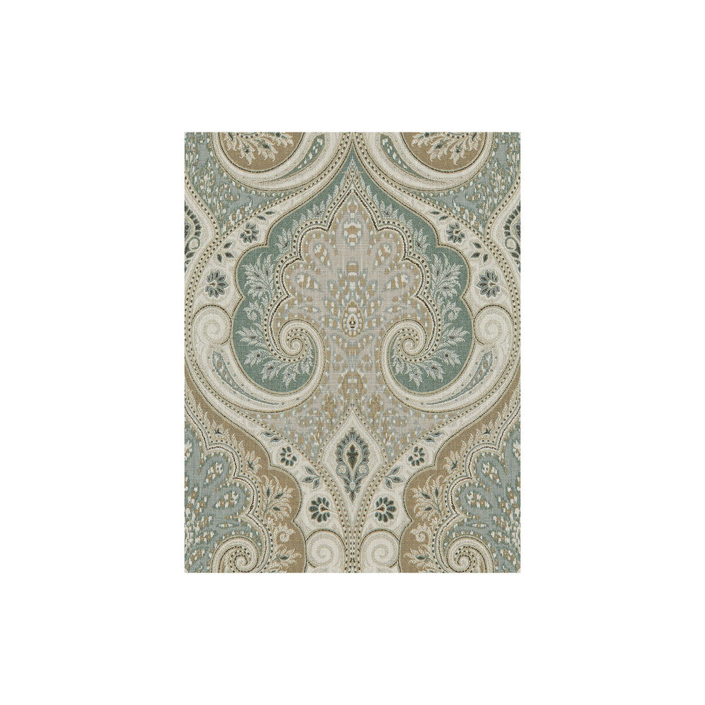 Latika Aqua/Taupe by Baker Lifestyle Designer Fabric ECHO II LINEN - 100% China MEDIUM Horizontal: 13.5 and Vertical: 18 54.5 - Swanky Fabrics -