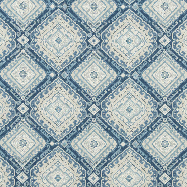 Rozel Indigo by Baker Lifestyle Designer Fabric CARNIVAL COTTON - 90%;LINEN - 10% United Kingdom HEAVY Horizontal: 13.593 and Vertical: 13.396 54.372 - Swanky Fabrics -