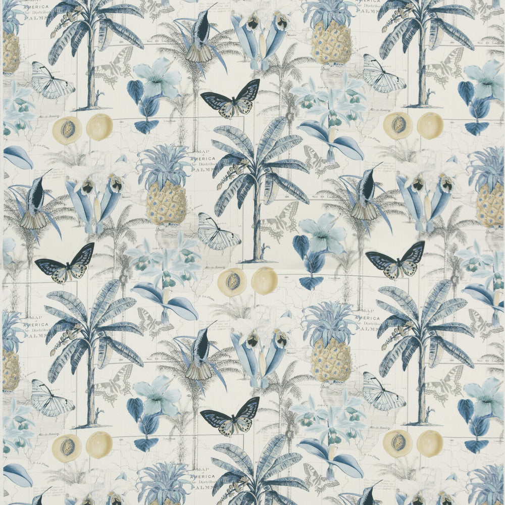 Orinoco Blue by Baker Lifestyle Designer Fabric CARNIVAL COTTON - 90%;LINEN - 10% United Kingdom HEAVY Horizontal: 35.854 and Vertical: 35.066 53.978 - Swanky Fabrics -