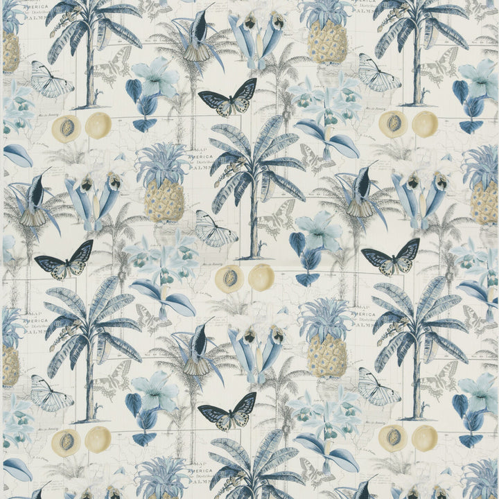 Orinoco Blue by Baker Lifestyle Designer Fabric CARNIVAL COTTON - 90%;LINEN - 10% United Kingdom HEAVY Horizontal: 35.854 and Vertical: 35.066 53.978 - Swanky Fabrics -