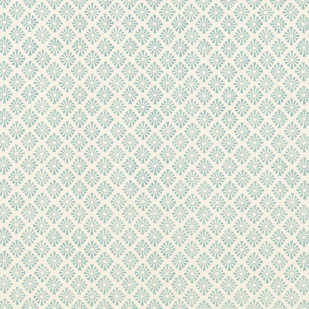 Sunburst Aqua by Baker Lifestyle Designer Fabric FIESTA COTTON - 100% India HEAVY Horizontal: 1.97 and Vertical: 1.97 53.19 - Swanky Fabrics -