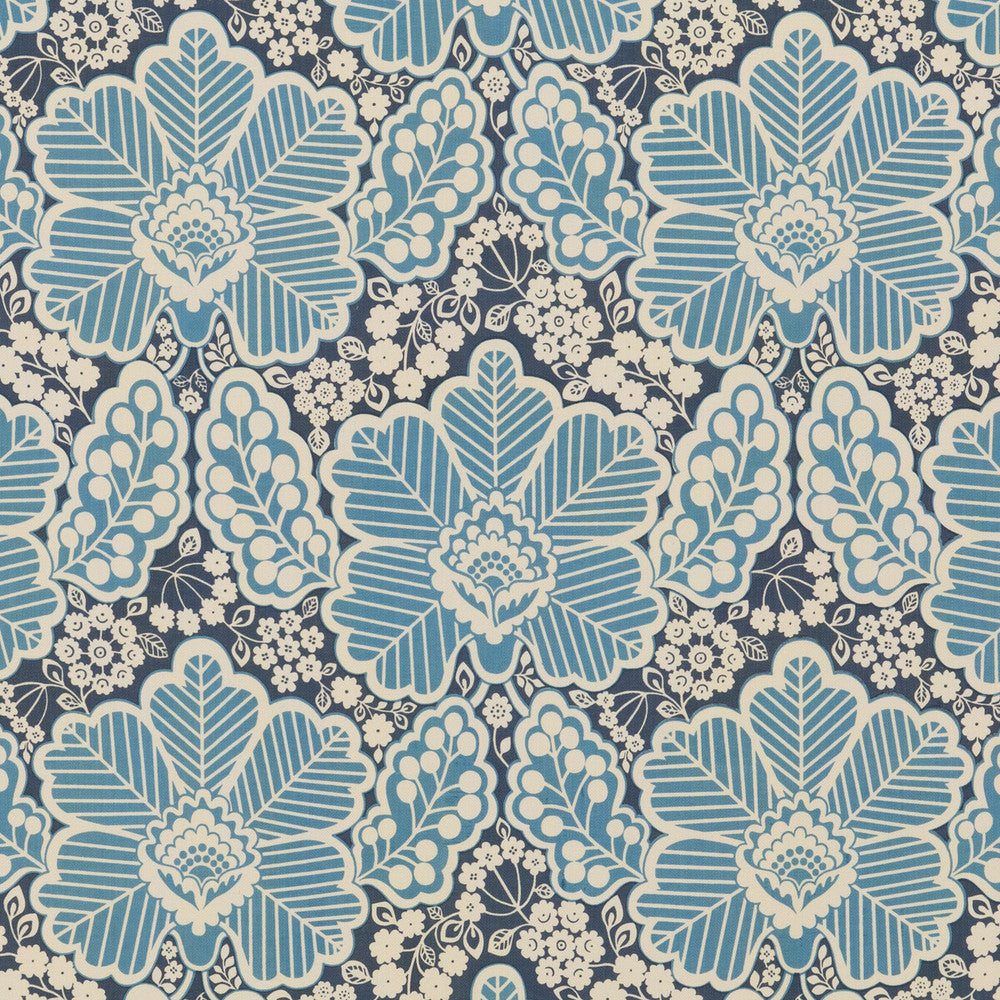 Arbour Indigo by Baker Lifestyle Designer Fabric BLOCK PARTY COTTON - 100% India - Horizontal: 17.336 and Vertical: 17.73 52.796 - Swanky Fabrics -