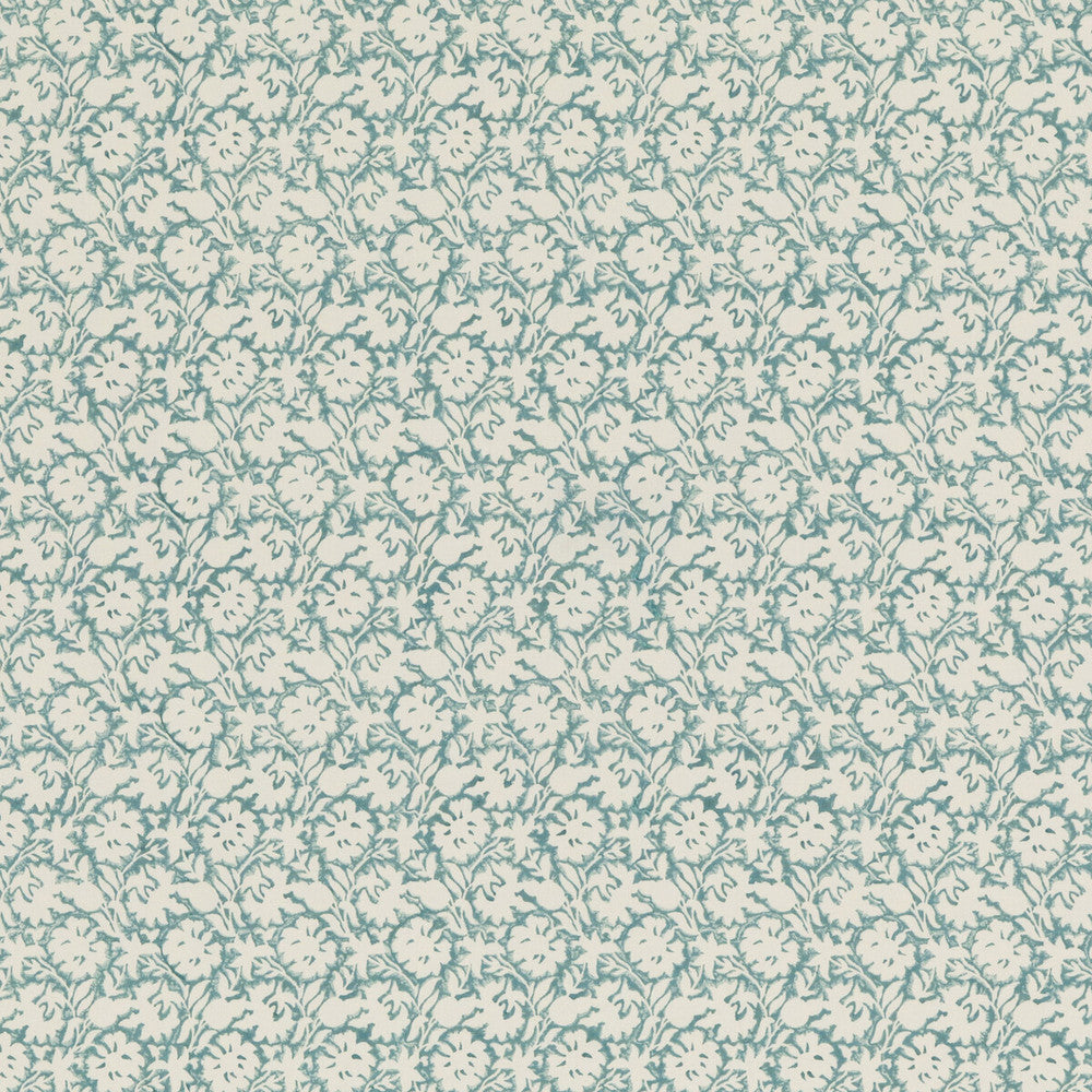 Flower Press Aqua by Baker Lifestyle Designer Fabric BLOCK PARTY COTTON - 100% India Horizontal: 5.91 and Vertical: 5.91 53.19 - Swanky Fabrics -
