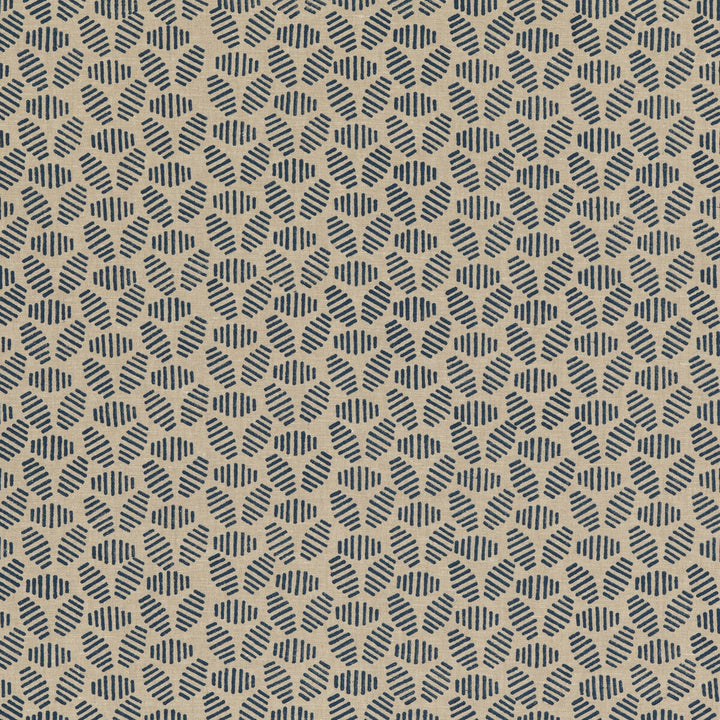 Bumble Bee Indigo by Baker Lifestyle Designer Fabric BLOCK PARTY LINEN - 100% India - Horizontal: 4.728 and Vertical: 2.364 52.796 - Swanky Fabrics -