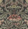 Acanthus Floral Prepasted Charcoal & Rosewood PR10001 by Seabrook Designs Designer Wallpaper