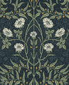 Stenciled Floral Prepasted Navy & Sage PR10202 by Seabrook Designs Designer Wallpaper