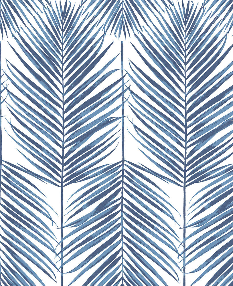 Paradise Palm Prepasted Coastal Blue PR10702 by Seabrook Designs Designer Wallpaper