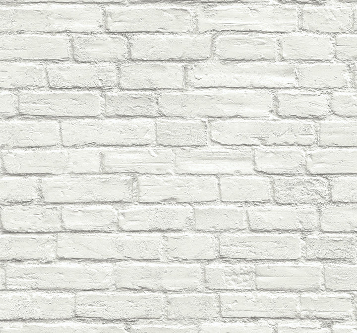 Industrial Faux Brick Prepasted Off-White PR10800 by Seabrook Designs Designer Wallpaper