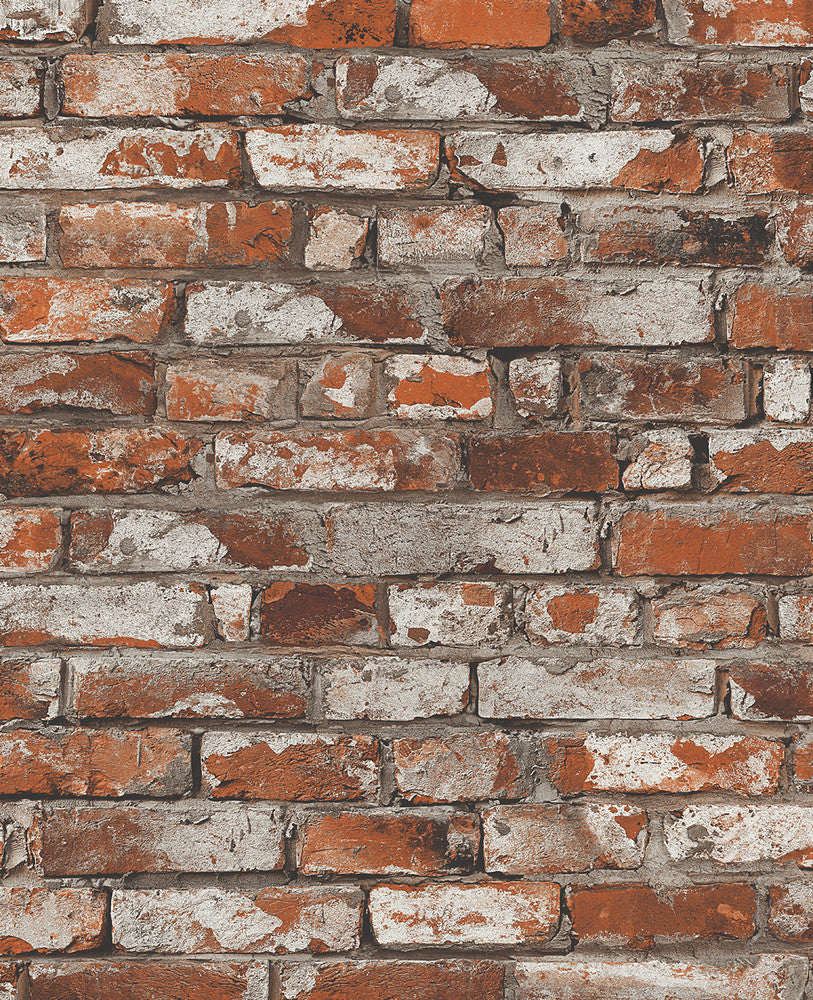 Tailor Faux Brick Prepasted Spiced Ginger PR12201 by Seabrook Designs Designer Wallpaper