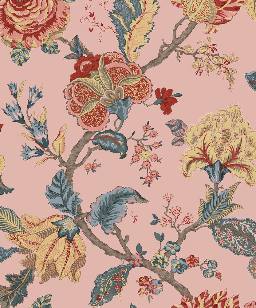 Lana Jacobean Blush PR12501 by Seabrook Designs Designer Wallpaper