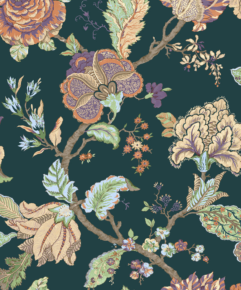 Lana Jacobean Victorian Jade PR12504 by Seabrook Designs Designer Wallpaper