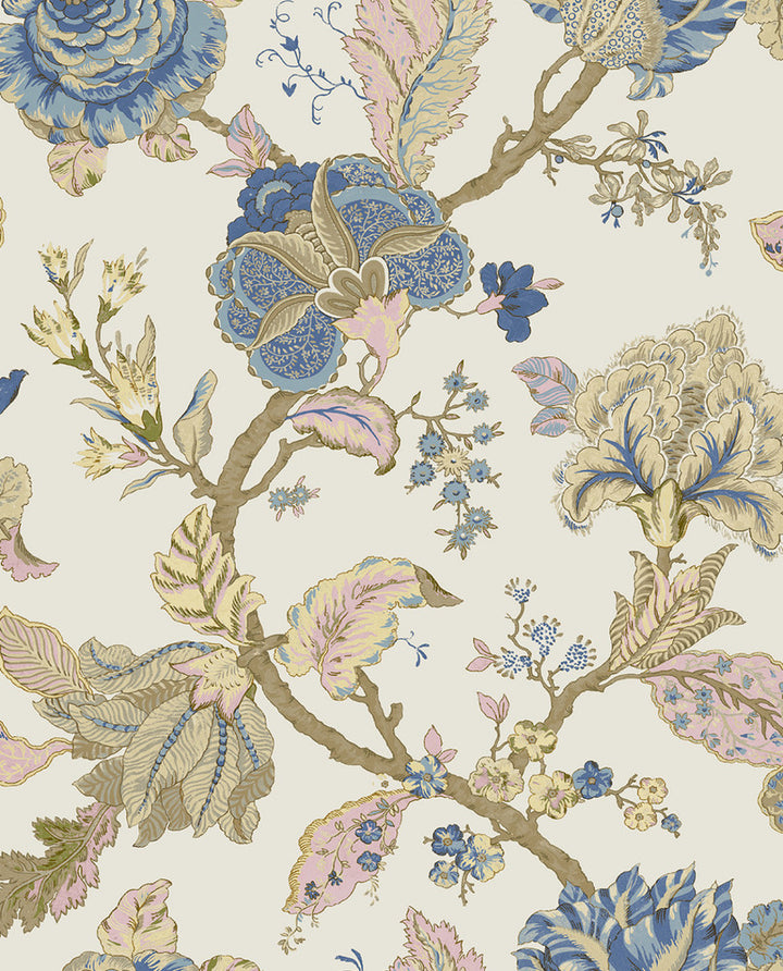 Lana Jacobean Parchment PR12505 by Seabrook Designs Designer Wallpaper