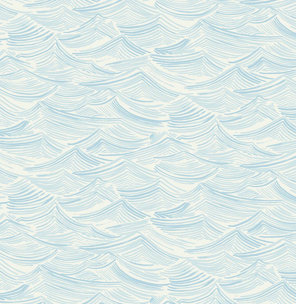 Seaside Waves Blue Oasis PR12802 by Seabrook Designs Designer Wallpaper