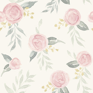 Magnolia Home Watercolor Roses Pink Peel & Stick Wallpaper by Magnolia Home Designer