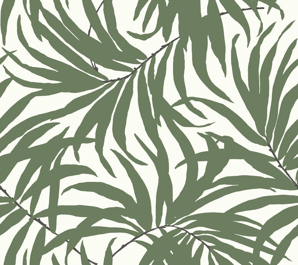 Bali Leaves Green Peel & Stick Wallpaper by York Wallcoverings Designer York Premium Peel + Stick Covers about 45 square feet 27-in by 20-ft long roll Peel & Stick 25.25 - Swanky Fabrics -