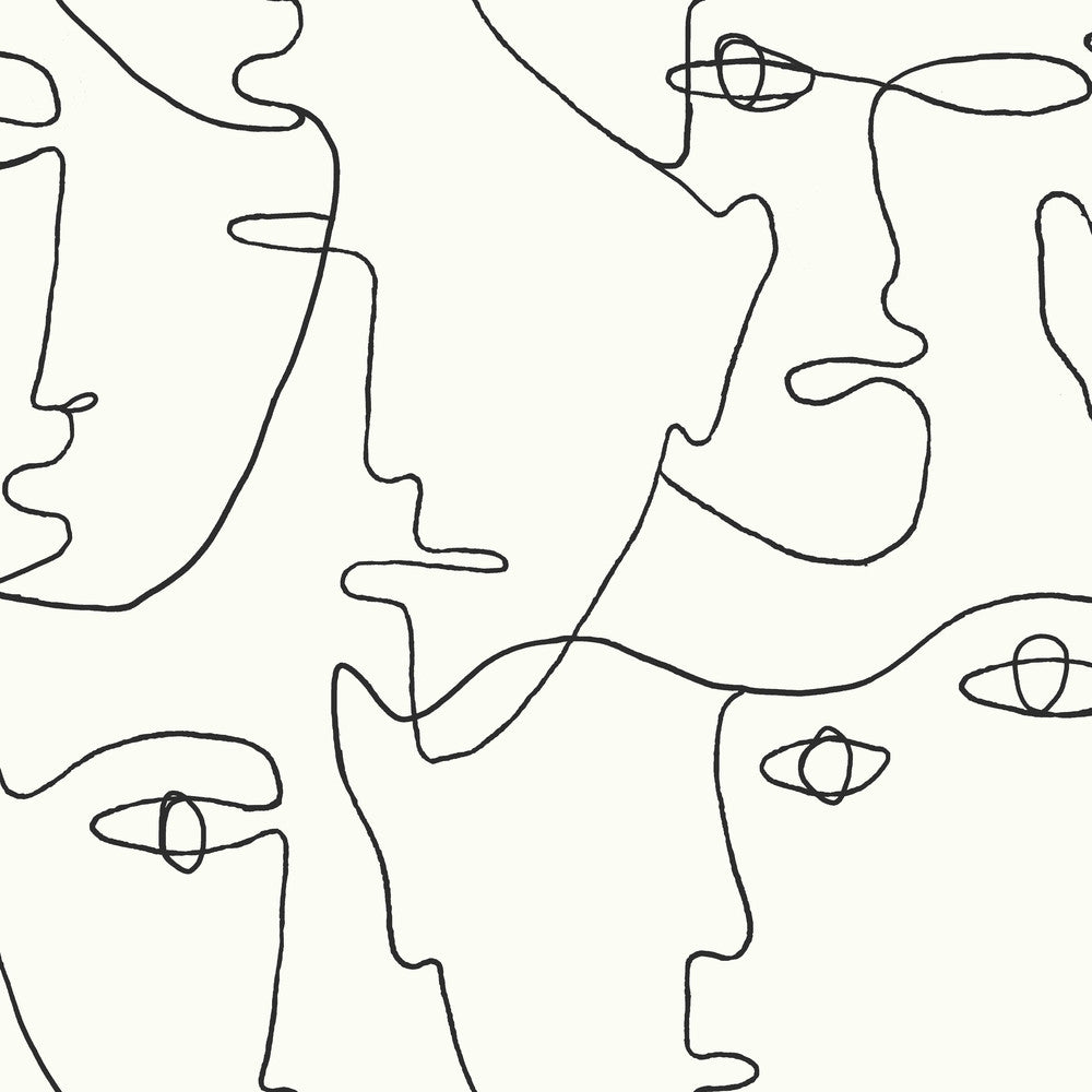 Pablo Portraits Black Peel & Stick Wallpaper by York Wallcoverings Designer York Premium Peel + Stick Covers about 34.2 square feet 20.5-in by 20-ft long roll Peel & Stick 20.5 - Swanky Fabrics -