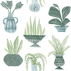 Plant Party Green Peel & Stick Wallpaper by York Wallcoverings Designer