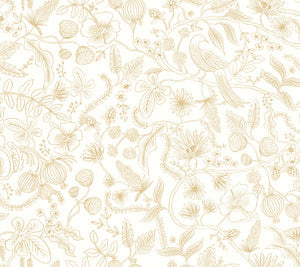 Aviary Off White & Gold Peel & Stick Wallpaper by Rifle Paper Co. Designer