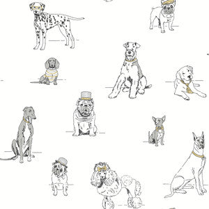 Dog's Life Silver & Gold Peel & Stick Wallpaper by York Wallcoverings Designer