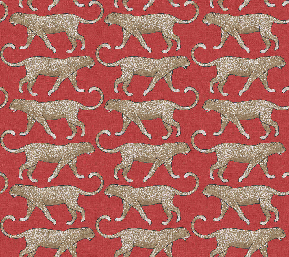 Big Cat Walk Red Peel & Stick Wallpaper by York Wallcoverings Designer Wildlife Covers about 45 square feet 27-in by 20-ft long roll Peel & Stick 24 - Swanky Fabrics -