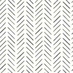 Painted Herringbone Black Peel & Stick Wallpaper by York Wallcoverings Designer