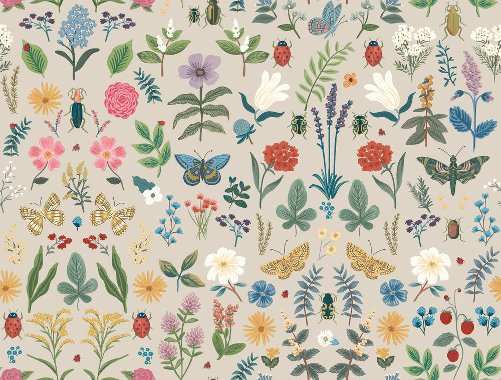 Curio Linen Peel & Stick Wallpaper by Rifle Paper Co. Designer P&S Rifle Paper 3 Covers about 45 square feet 27-in by 20-ft long roll Peel & Stick 20.5 - Swanky Fabrics -