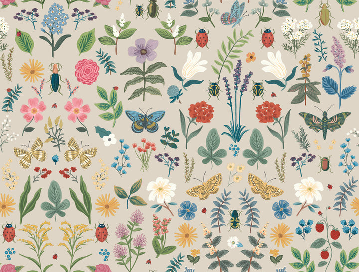 Curio Linen Peel & Stick Wallpaper by Rifle Paper Co. Designer P&S Rifle Paper 3 Covers about 45 square feet 27-in by 20-ft long roll Peel & Stick 20.5 - Swanky Fabrics -