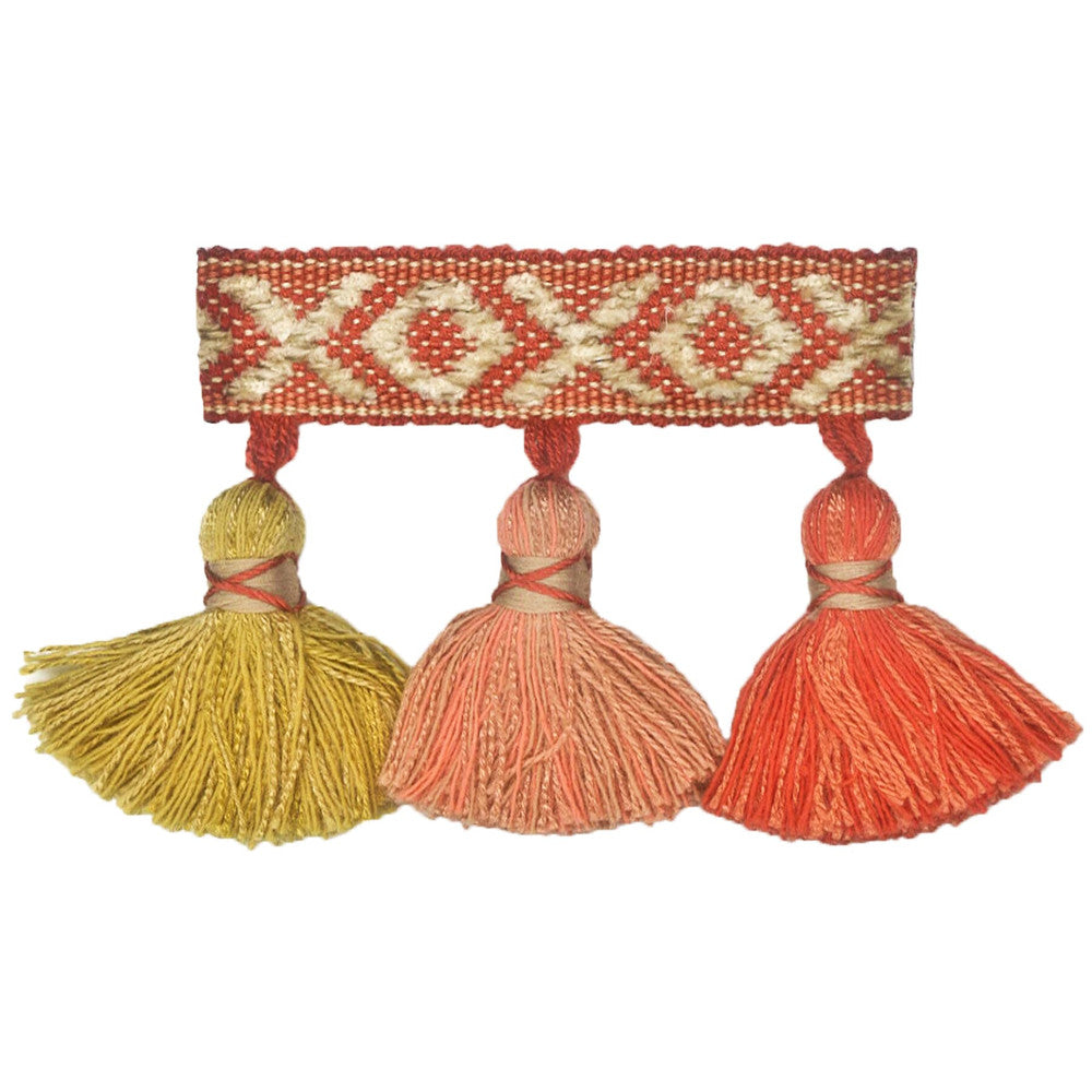 Purcell 7 Coral by Stout Designer Trim TREND ALERT TRIM 52%SVI 42%COT 6%POL CHINA Horizontal: 3.5 and Vertical: 0 2.25 in - Swanky Fabrics -