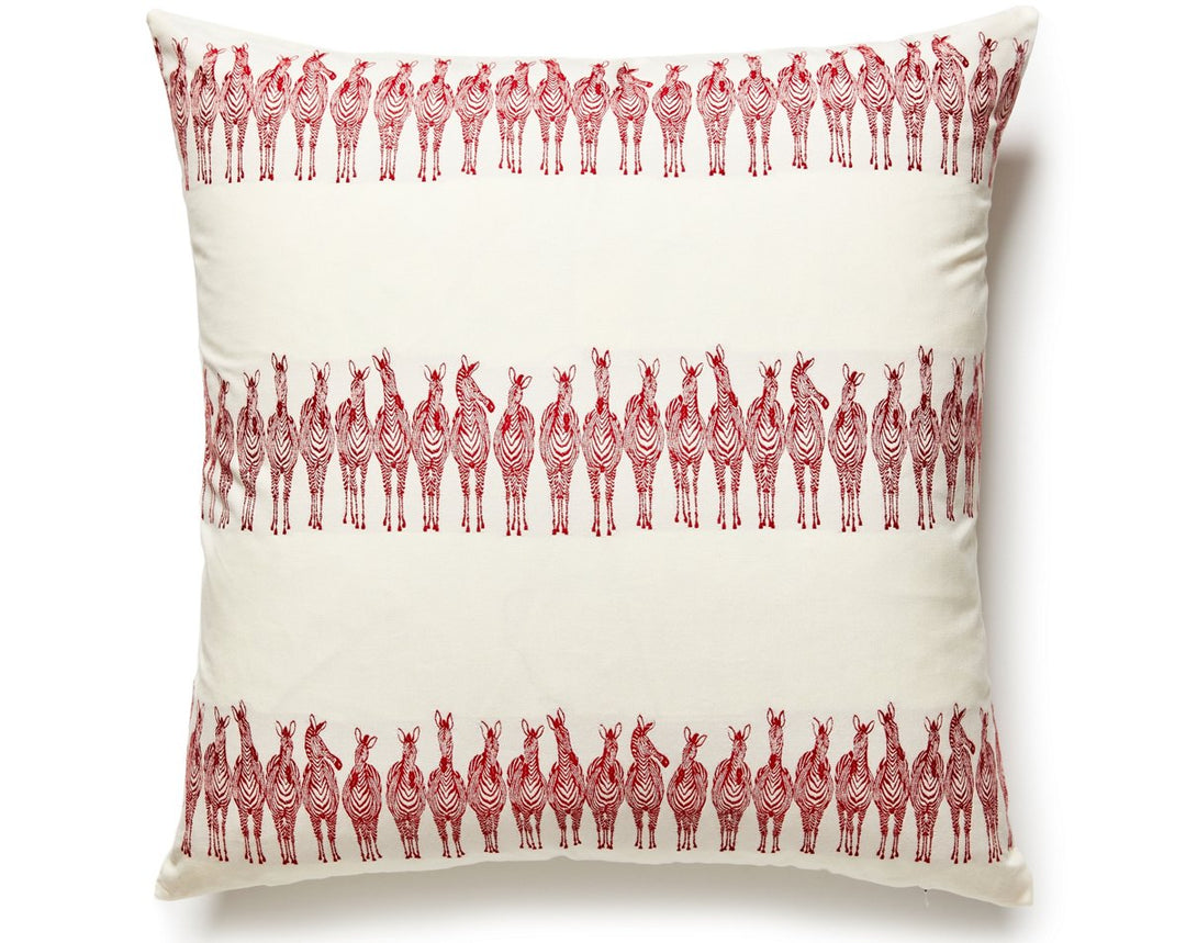 Zebras On Parade Pillow 22 X 22 - Red PZZOPPILL0002 by Scalamandre Designer Pillow
