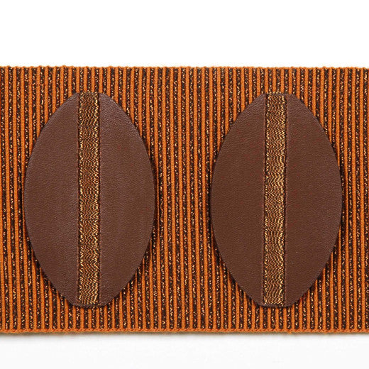 Paros - Spice by Europatex Designer Fabric Kos & Paros 55% Faux Leather / 22% Fibranne / 12% Metallic yarn / 10% Rayon / 1% Polyester China See Sample Horizontal: N/A and Vertical: N/A 3.00 inches  - Swanky Fabrics -