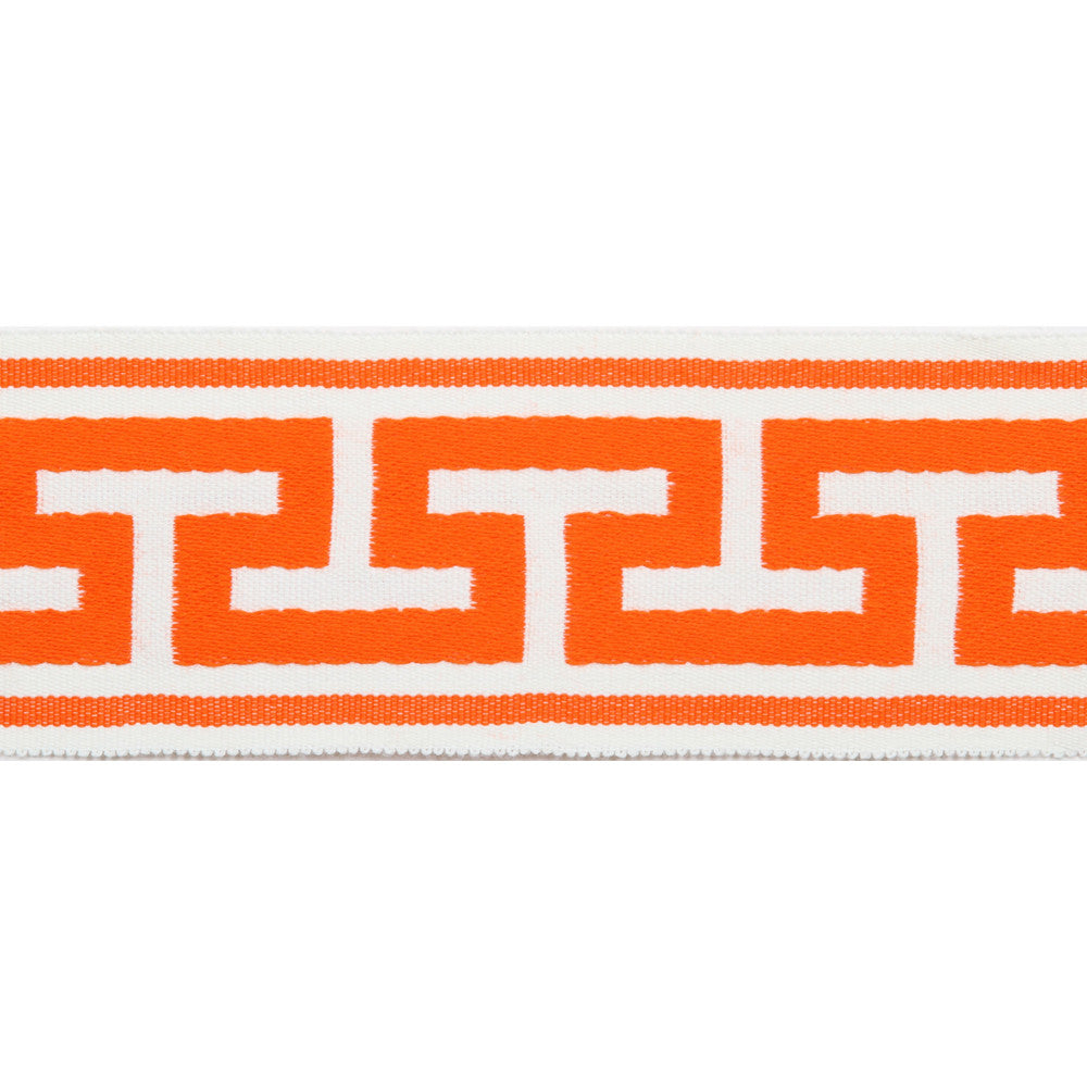 Pergola Embroidered Tape Coral by Europatex Designer Fabric Pergola 100% Solution Dyed Acrylic 2.75 inches - Swanky Fabrics -